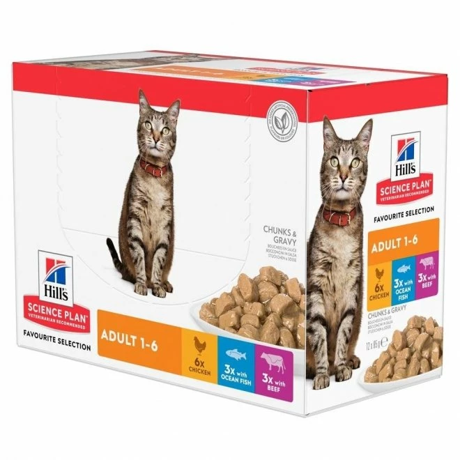 Hill's Science Plan Cat Adult Chicken, Beef Ocean Fish 12x85 G