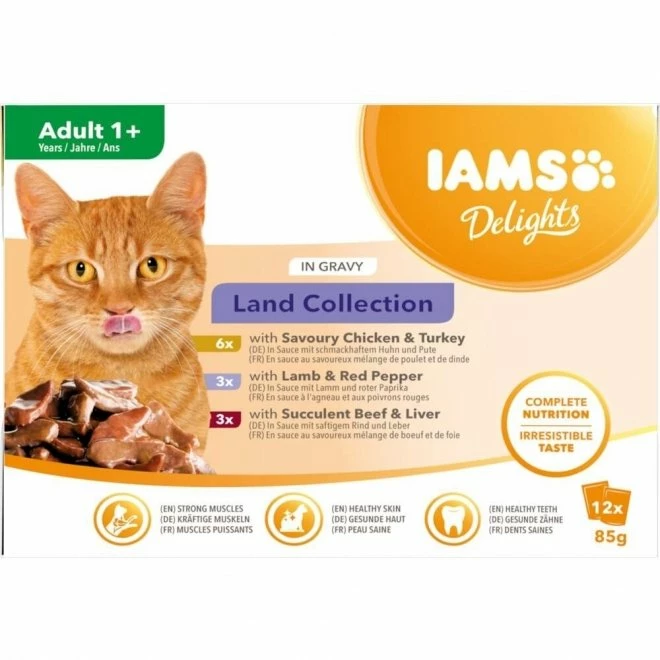 Iams Delights In Gravy Multipack Land Collection 12x85 G