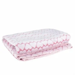 Little&Bigger Smooth Filt Med Hjärtan Rosa